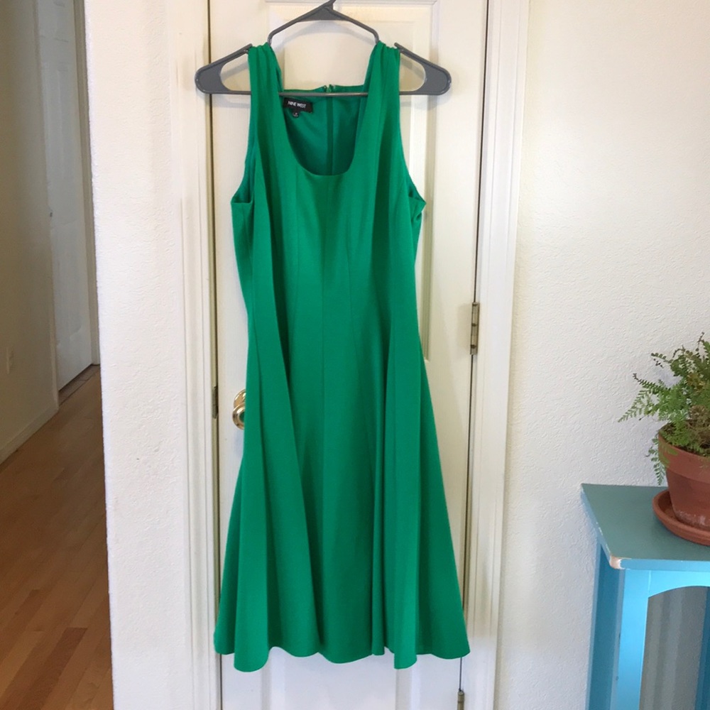 Bright green dress, sleeveless